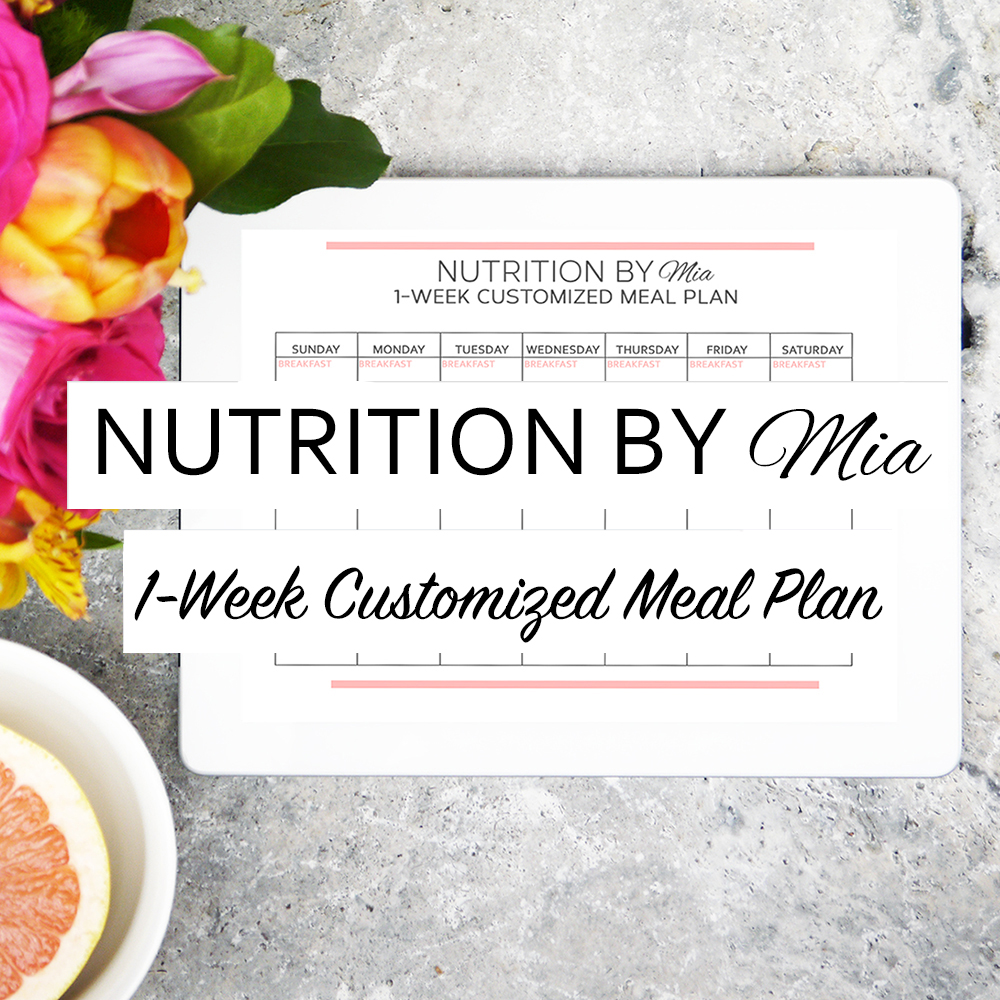 1-Week Customized Meal Plan for 2016