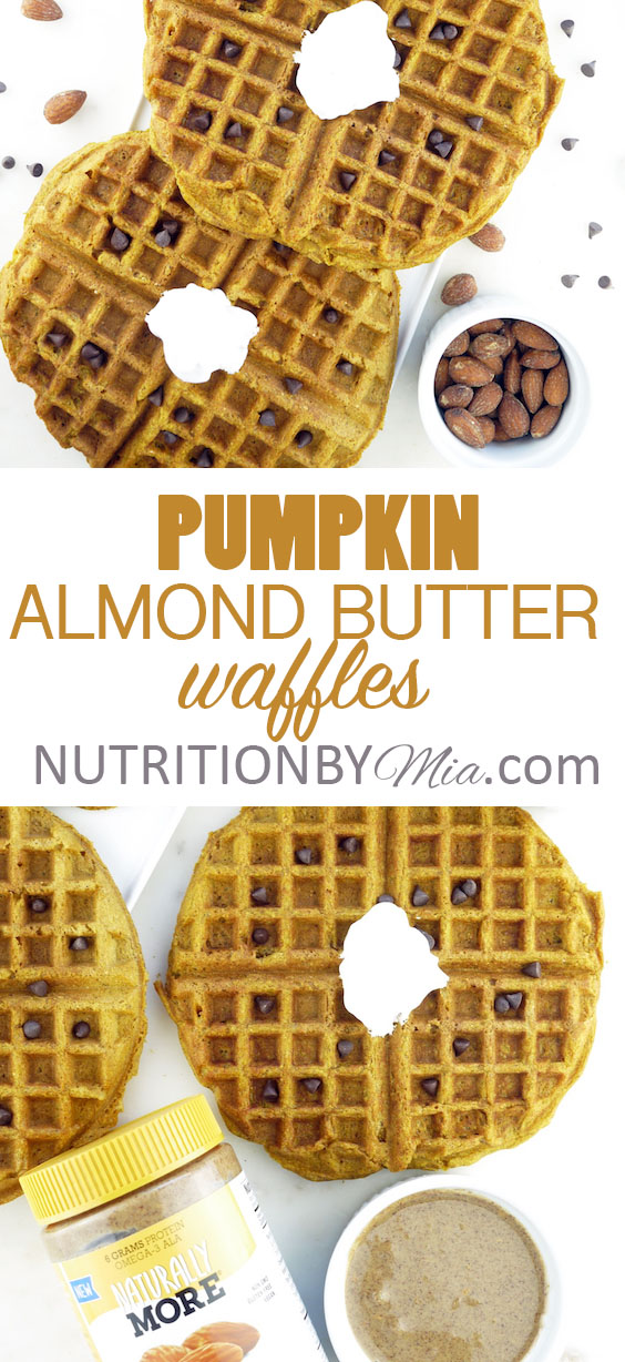 Pumpkin Almond Butter Waffles Naturally More's Roasted Almond Butter made with probiotics and flaxseeds