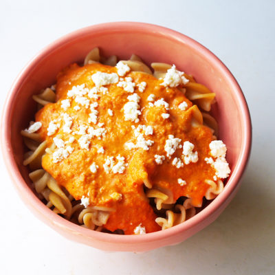 Roasted Red Bell Pepper Chickpea Pasta